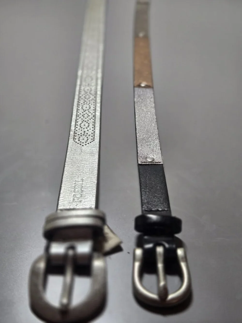 Metallic Fossil Belts, 2 Size Large Y2K, 90's Style Narrow Belts